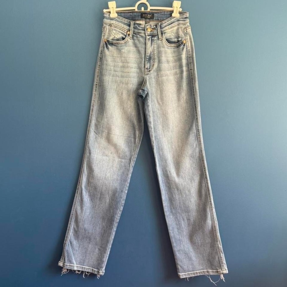 Judy Blue Dad Jean Women's Size 1/25 Light Wash Denim Distressed High Rise Retro